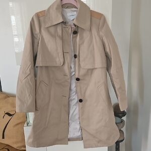 Club Monaco Beige Trench Coat with Tan Accents